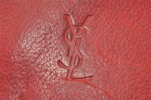 Authentic YVES SAINT LAURENT Vintage Long Wallet Purse Leather Red 8370J