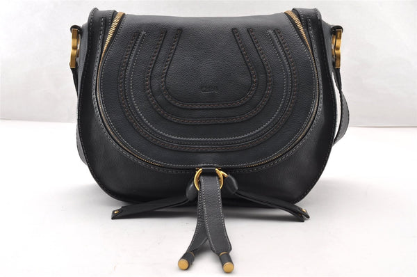 Authentic Chloe Mercy Hobo Leather Shoulder Cross Body Bag Purse Black 8371I