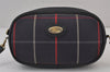 Authentic Burberrys Check Shoulder Cross Bag Purse Canvas Leather Navy 8371J