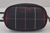 Authentic Burberrys Check Shoulder Cross Bag Purse Canvas Leather Navy 8371J