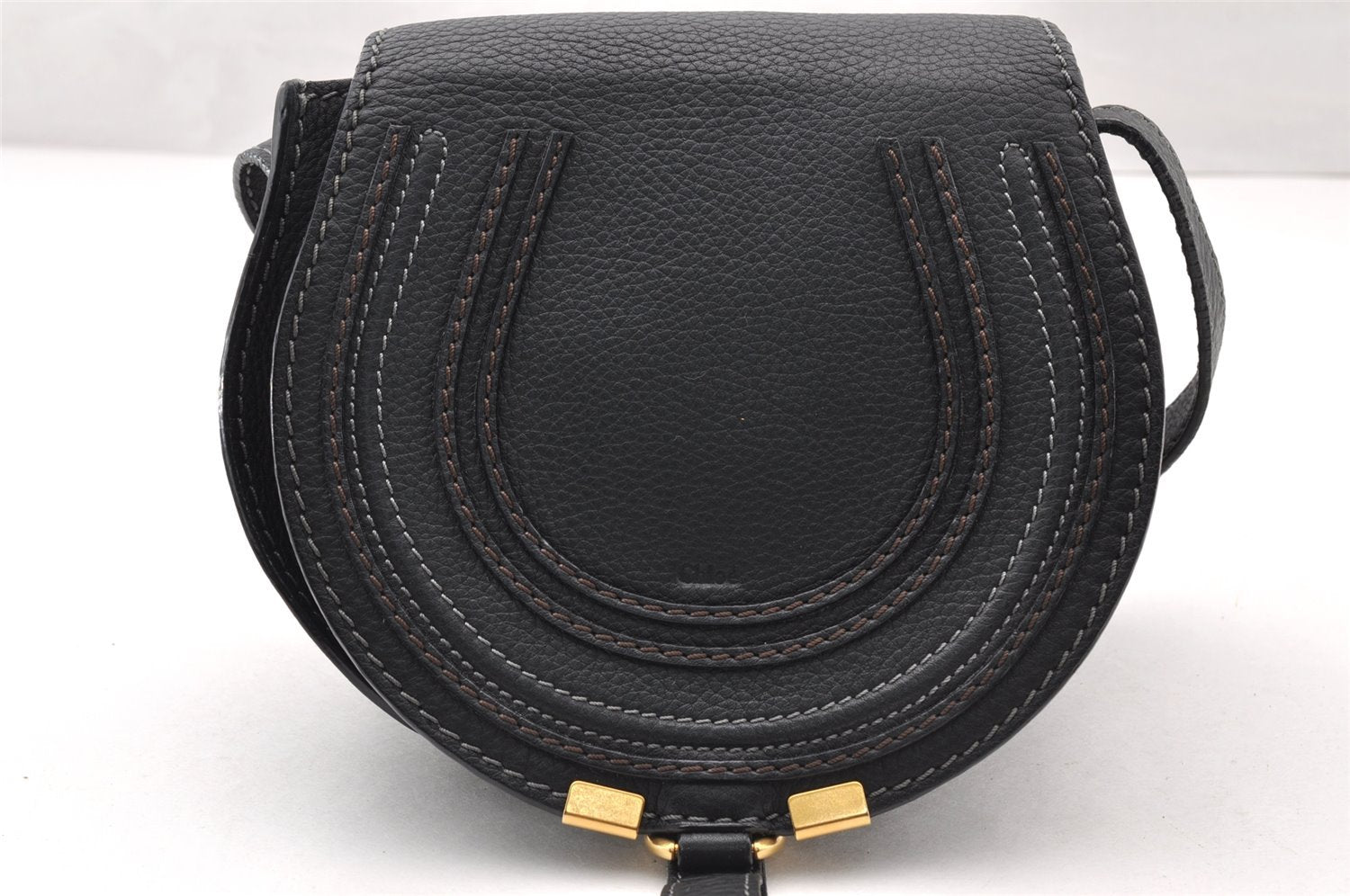 Authentic Chloe Mercie Vintage Leather Shoulder Cross Body Bag Purse Black 8372I