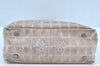 Authentic CHANEL New Travel Line Shoulder Tote Bag Nylon Leather Beige 8373H