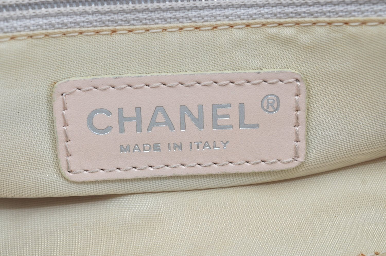 Authentic CHANEL New Travel Line Shoulder Tote Bag Nylon Leather Beige 8373H
