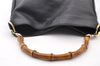 Authentic GUCCI Bamboo Vintage Shoulder Tote Bag Purse Leather Black Junk 8376I