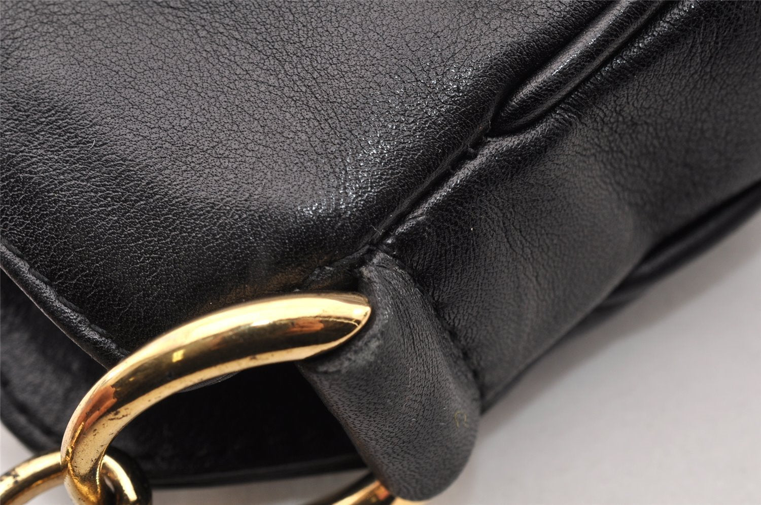 Authentic GUCCI Bamboo Vintage Shoulder Tote Bag Purse Leather Black Junk 8376I