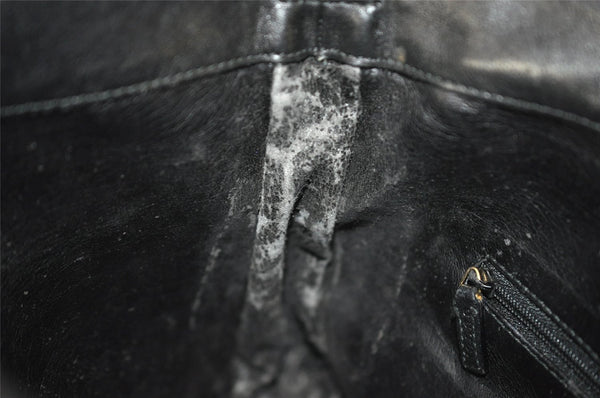 Authentic GUCCI Bamboo Vintage Shoulder Tote Bag Purse Leather Black Junk 8376I