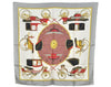 Authentic HERMES Carre 90 Scarf "LES VOITURES A TRANSFORMATION" Silk Gray 8376J