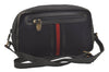Authentic GUCCI Sherry Line Micro GG Canvas Leather Shoulder Bag Navy Blue 8377I