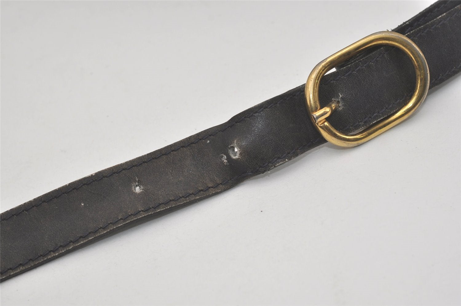 Authentic GUCCI Sherry Line Micro GG Canvas Leather Shoulder Bag Navy Blue 8377I