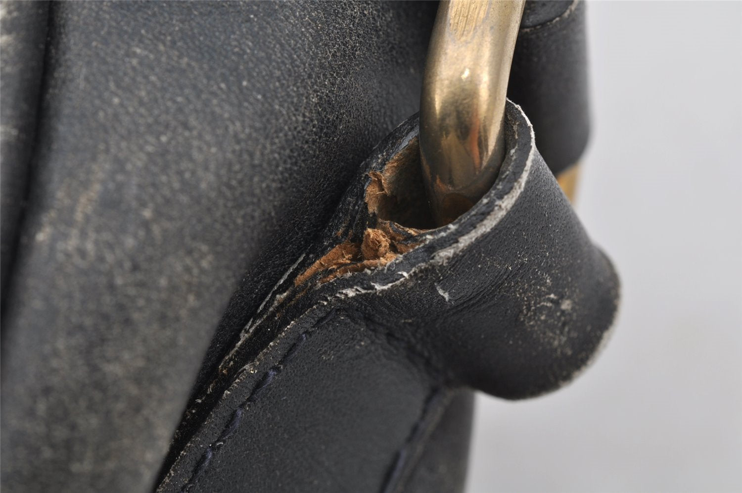 Authentic GUCCI Sherry Line Micro GG Canvas Leather Shoulder Bag Navy Blue 8377I