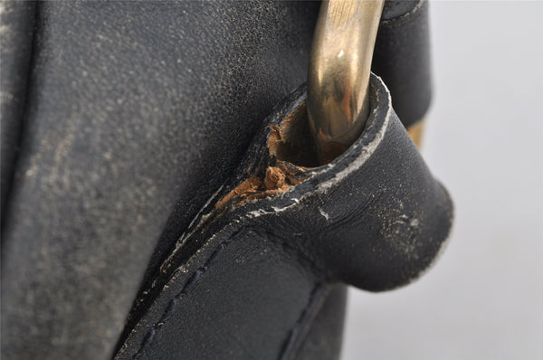 Authentic GUCCI Sherry Line Micro GG Canvas Leather Shoulder Bag Navy Blue 8377I