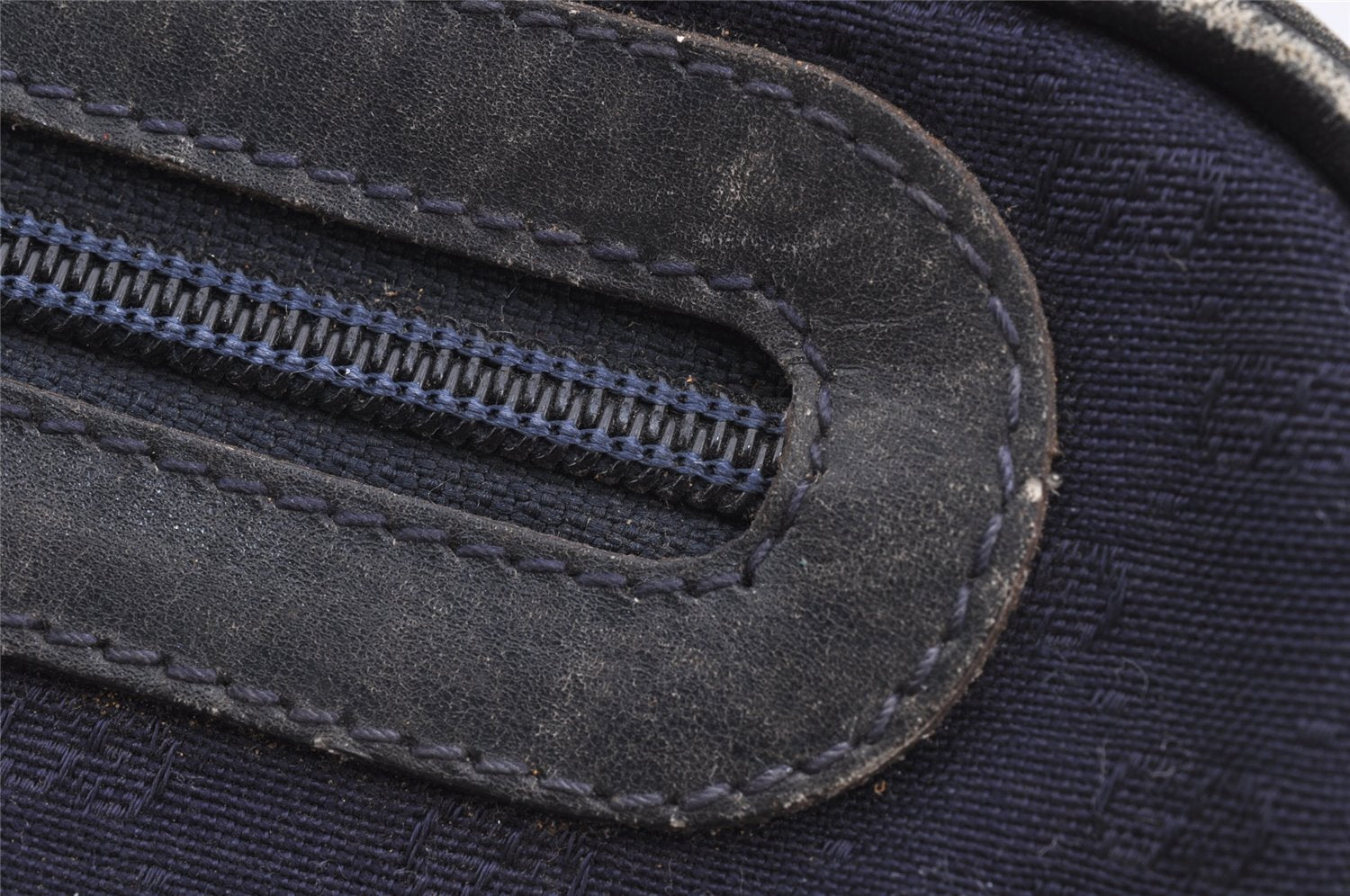 Authentic GUCCI Sherry Line Micro GG Canvas Leather Shoulder Bag Navy Blue 8377I