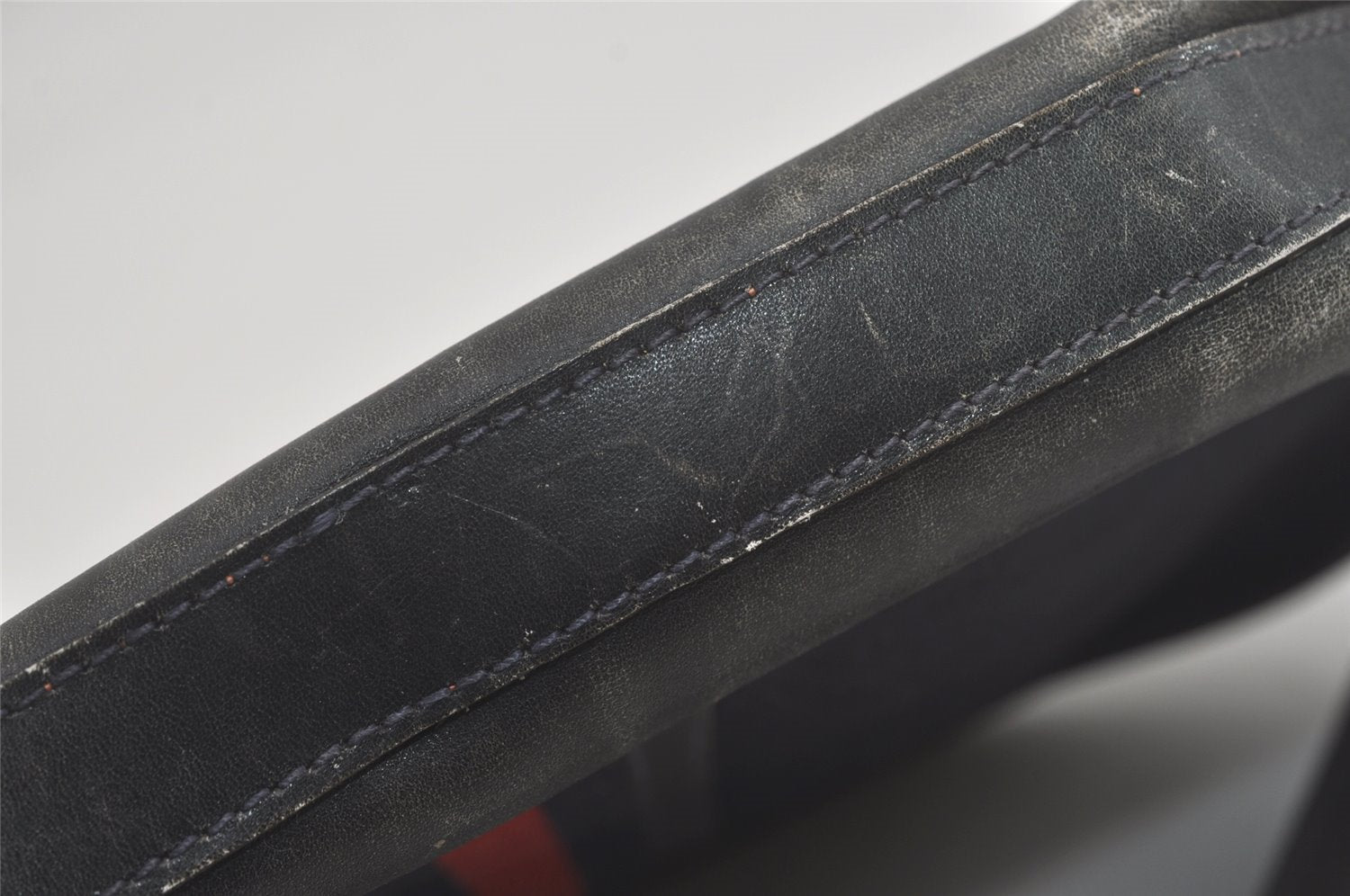 Authentic GUCCI Sherry Line Micro GG Canvas Leather Shoulder Bag Navy Blue 8377I