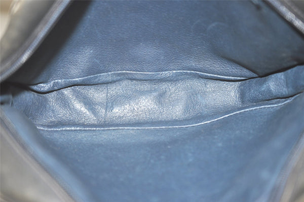 Authentic GUCCI Sherry Line Micro GG Canvas Leather Shoulder Bag Navy Blue 8377I