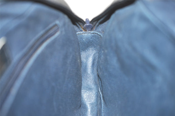 Authentic GUCCI Sherry Line Micro GG Canvas Leather Shoulder Bag Navy Blue 8377I