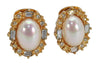 Authentic Christian Dior Rhinestone Imitation Pearl Clip-on Earrings Gold 8378J