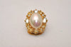 Authentic Christian Dior Rhinestone Imitation Pearl Clip-on Earrings Gold 8378J