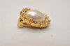 Authentic Christian Dior Rhinestone Imitation Pearl Clip-on Earrings Gold 8378J