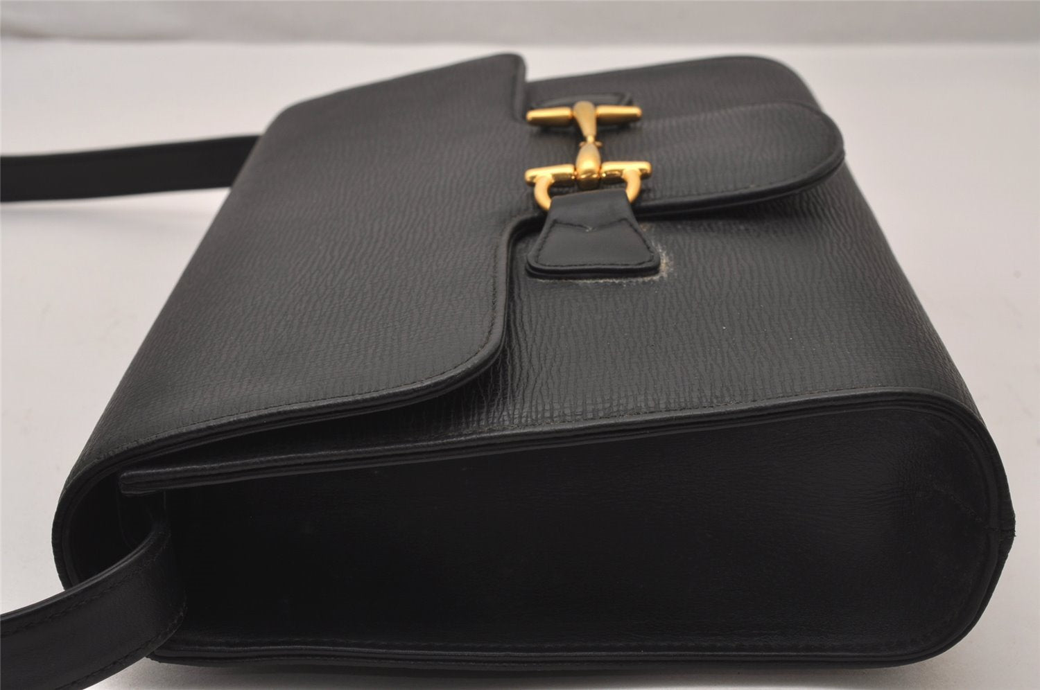 Authentic GUCCI Horsebit Vintage Shoulder Hand Bag Purse Leather Black 8380I