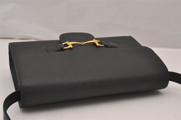 Authentic GUCCI Horsebit Vintage Shoulder Hand Bag Purse Leather Black 8380I