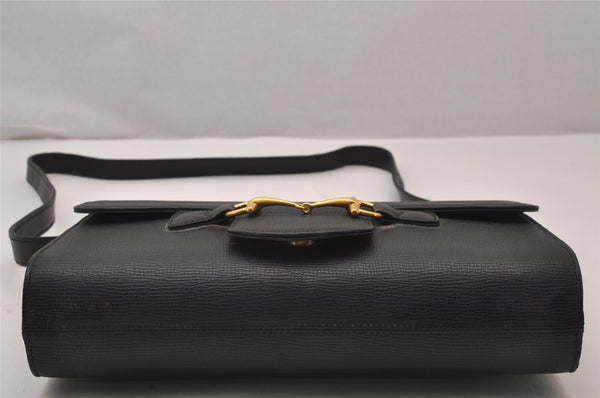 Authentic GUCCI Horsebit Vintage Shoulder Hand Bag Purse Leather Black 8380I