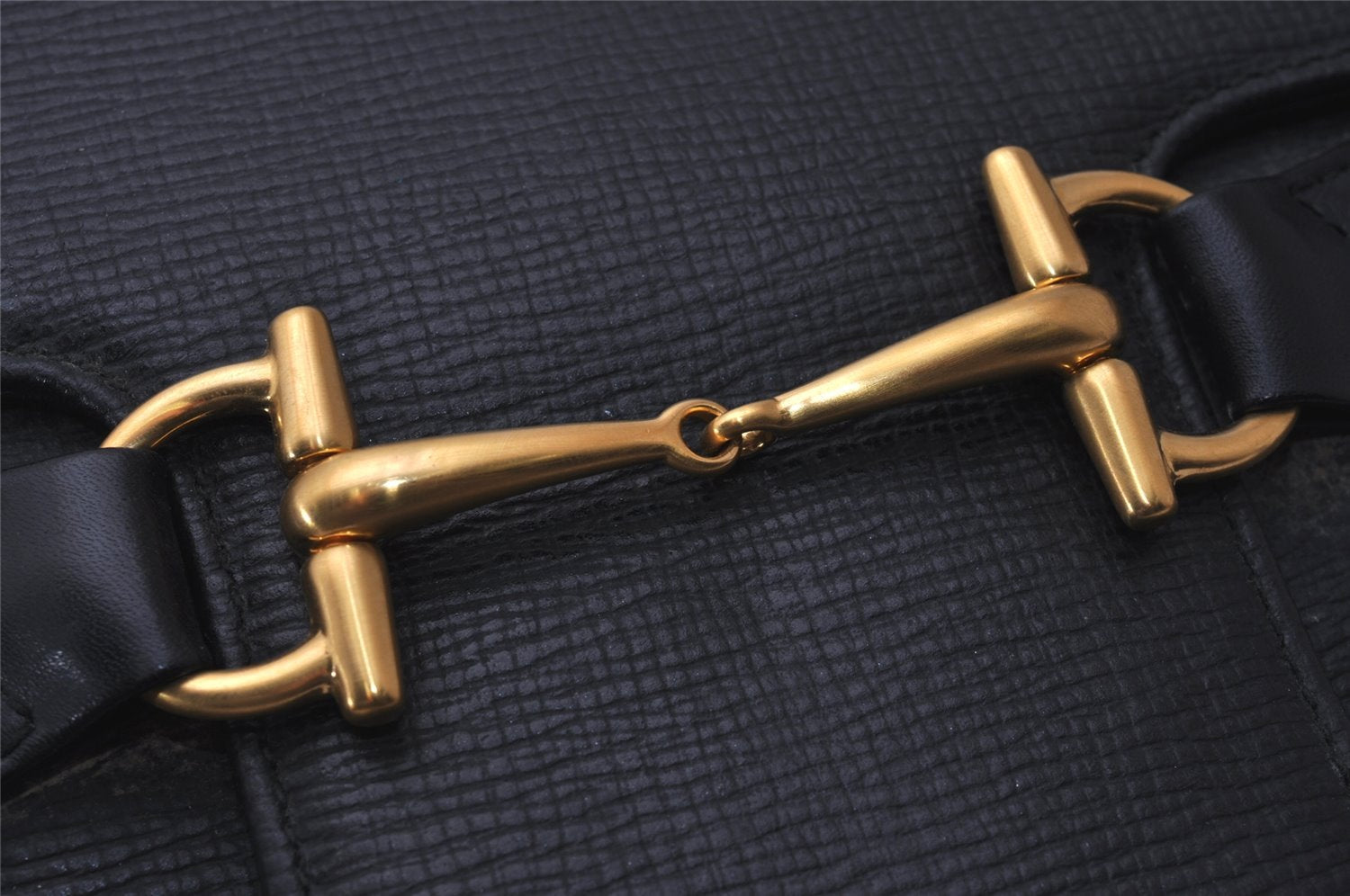 Authentic GUCCI Horsebit Vintage Shoulder Hand Bag Purse Leather Black 8380I