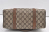 Authentic GUCCI Web Sherry Line Hand Boston Bag GG PVC Leather Brown 8380J