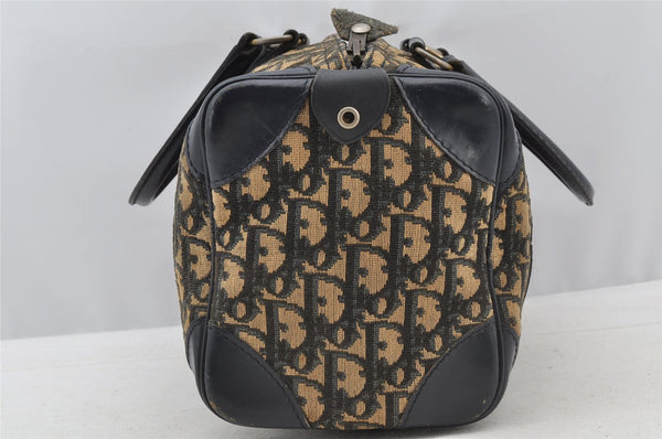 Authentic Christian Dior Trotter Hand Boston Bag Canvas Leather Blue Junk 8383I