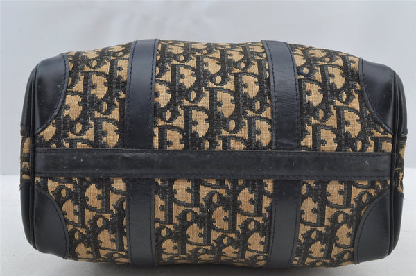 Authentic Christian Dior Trotter Hand Boston Bag Canvas Leather Blue Junk 8383I