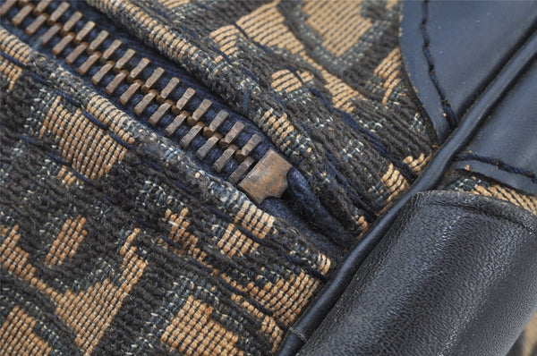 Authentic Christian Dior Trotter Hand Boston Bag Canvas Leather Blue Junk 8383I