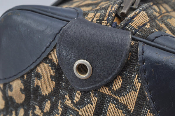 Authentic Christian Dior Trotter Hand Boston Bag Canvas Leather Blue Junk 8383I