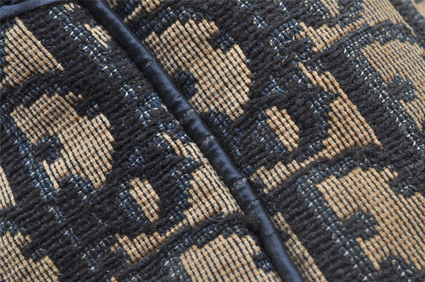 Authentic Christian Dior Trotter Hand Boston Bag Canvas Leather Blue Junk 8383I