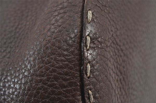 Authentic FENDI Selleria Drawstring Shoulder Bag Purse Leather Brown 8384J