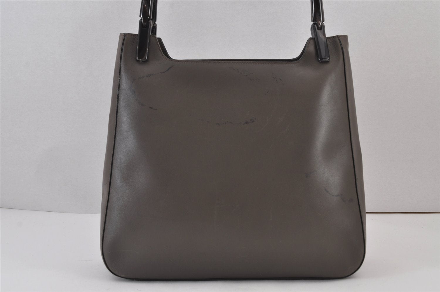 Authentic PRADA Leather Nappa Plastic Shoulder Hand Bag Brown 8385J