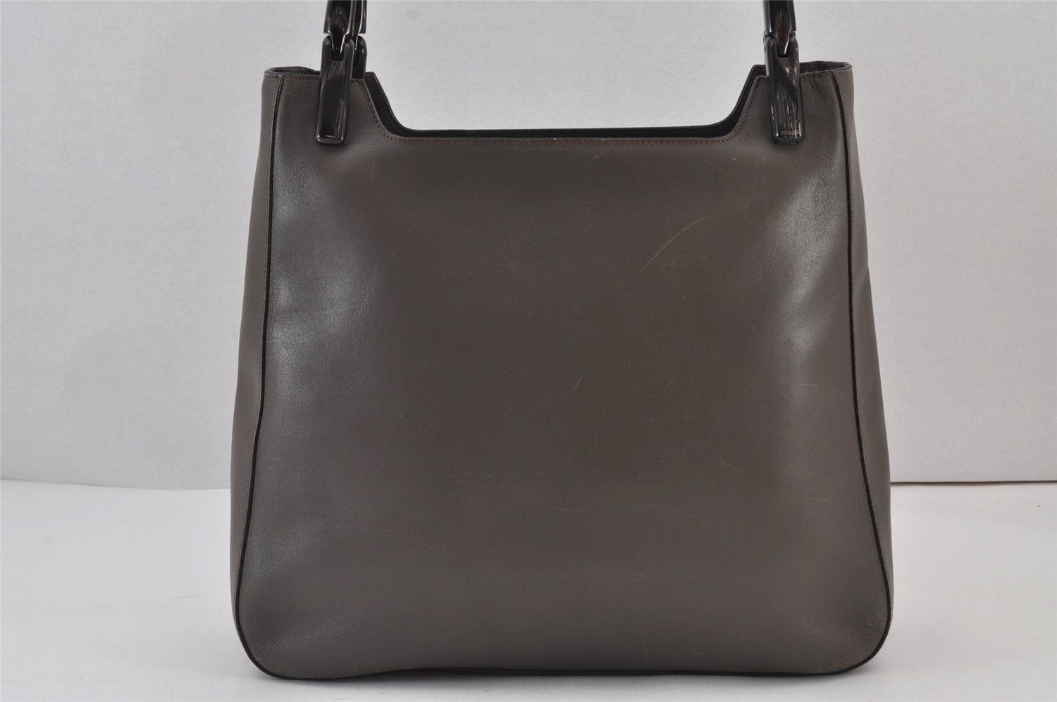 Authentic PRADA Leather Nappa Plastic Shoulder Hand Bag Brown 8385J