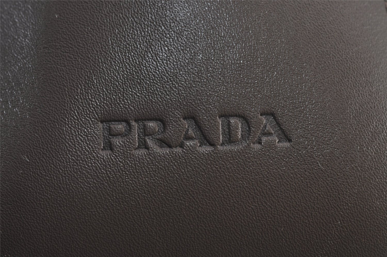 Authentic PRADA Leather Nappa Plastic Shoulder Hand Bag Brown 8385J