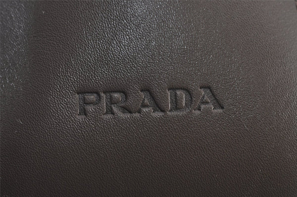 Authentic PRADA Leather Nappa Plastic Shoulder Hand Bag Brown 8385J