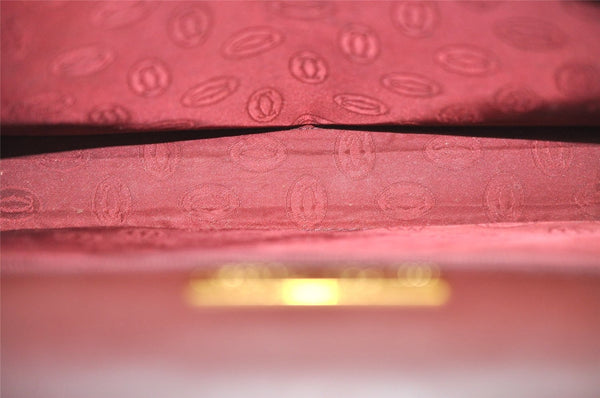 Authentic Cartier Must de Cartier Leather Shoulder Cross Bag Bordeaux Red 8387I
