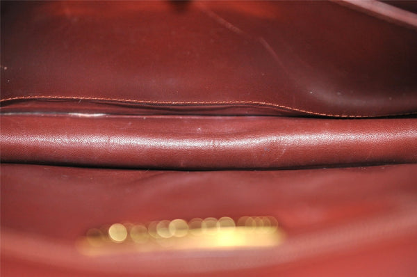 Authentic Cartier Must de Cartier Leather Shoulder Cross Bag Bordeaux Red 8388I