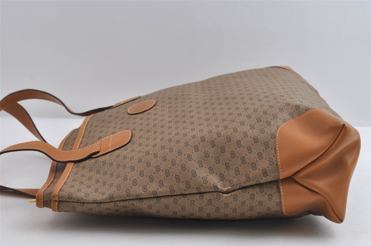 Authentic GUCCI Vintage Micro GG PVC Leather Shoulder Tote Bag Brown Junk 8392I