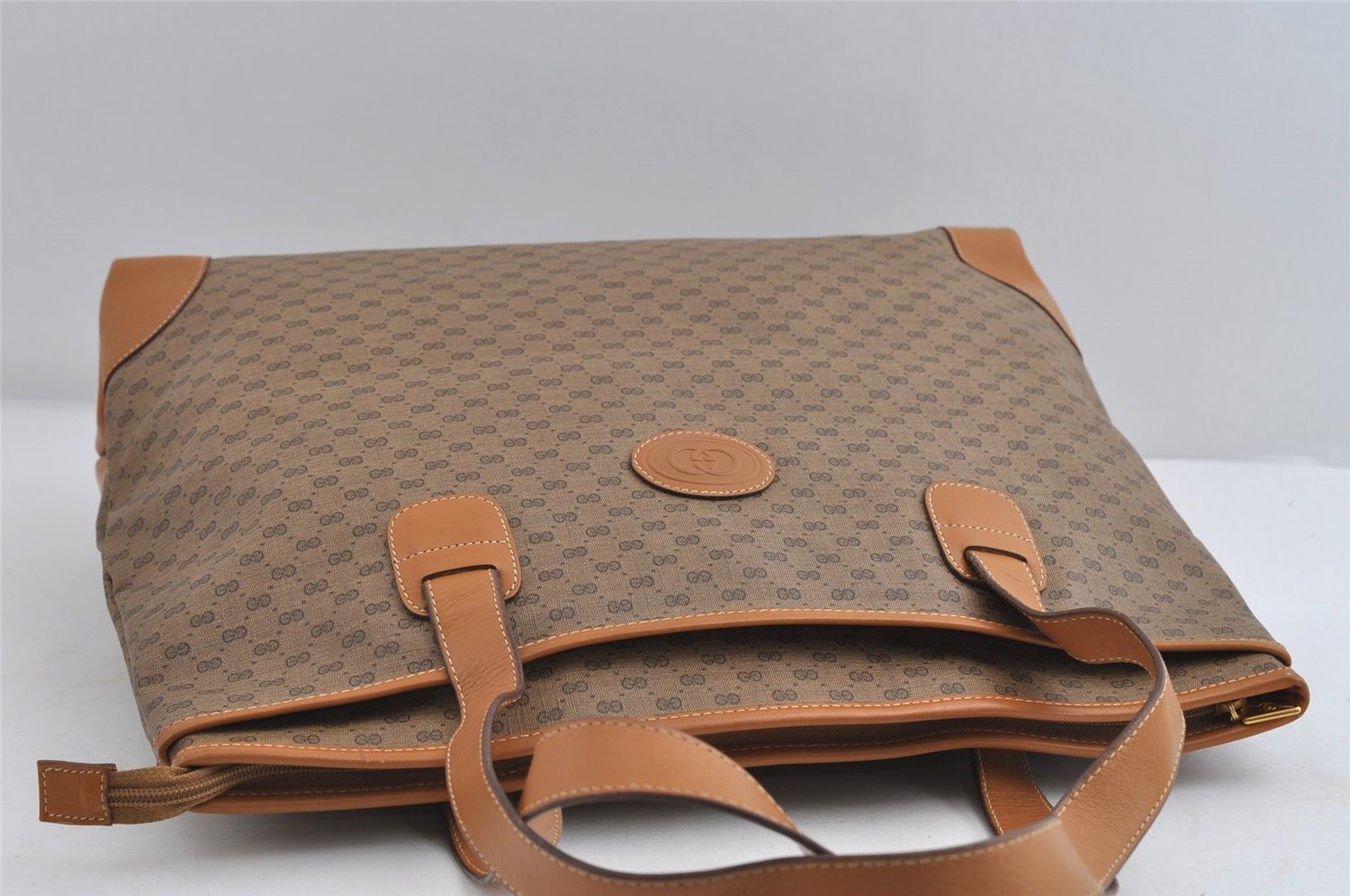 Authentic GUCCI Vintage Micro GG PVC Leather Shoulder Tote Bag Brown Junk 8392I