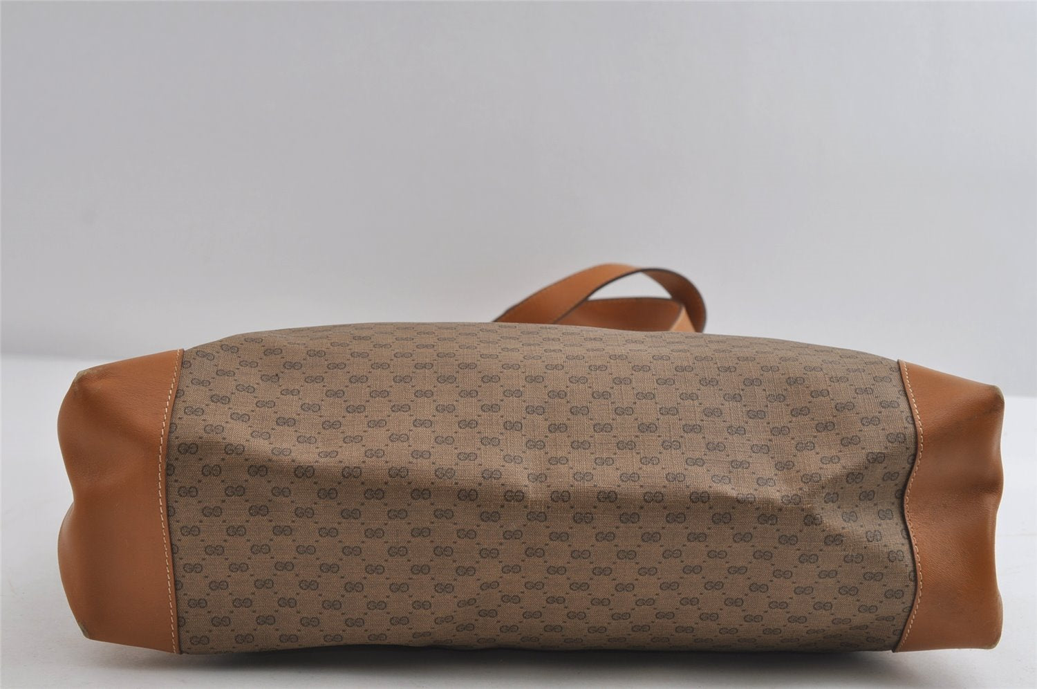 Authentic GUCCI Vintage Micro GG PVC Leather Shoulder Tote Bag Brown Junk 8392I