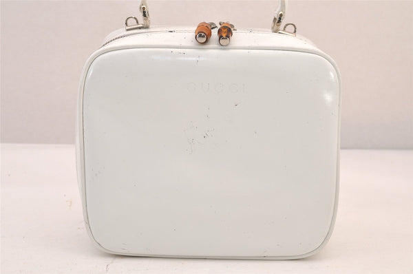 Authentic GUCCI Bamboo 2Way Shoulder Hand Bag Purse Leather White Junk 8395M