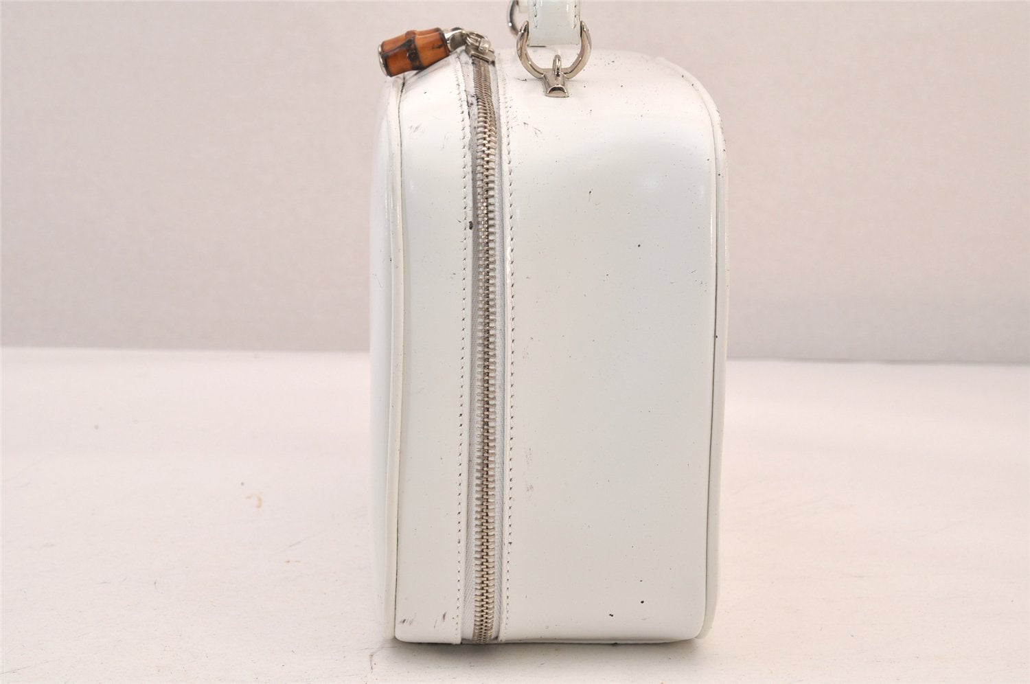 Authentic GUCCI Bamboo 2Way Shoulder Hand Bag Purse Leather White Junk 8395M