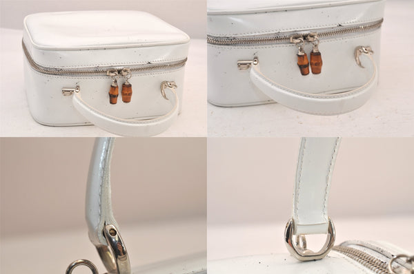 Authentic GUCCI Bamboo 2Way Shoulder Hand Bag Purse Leather White Junk 8395M