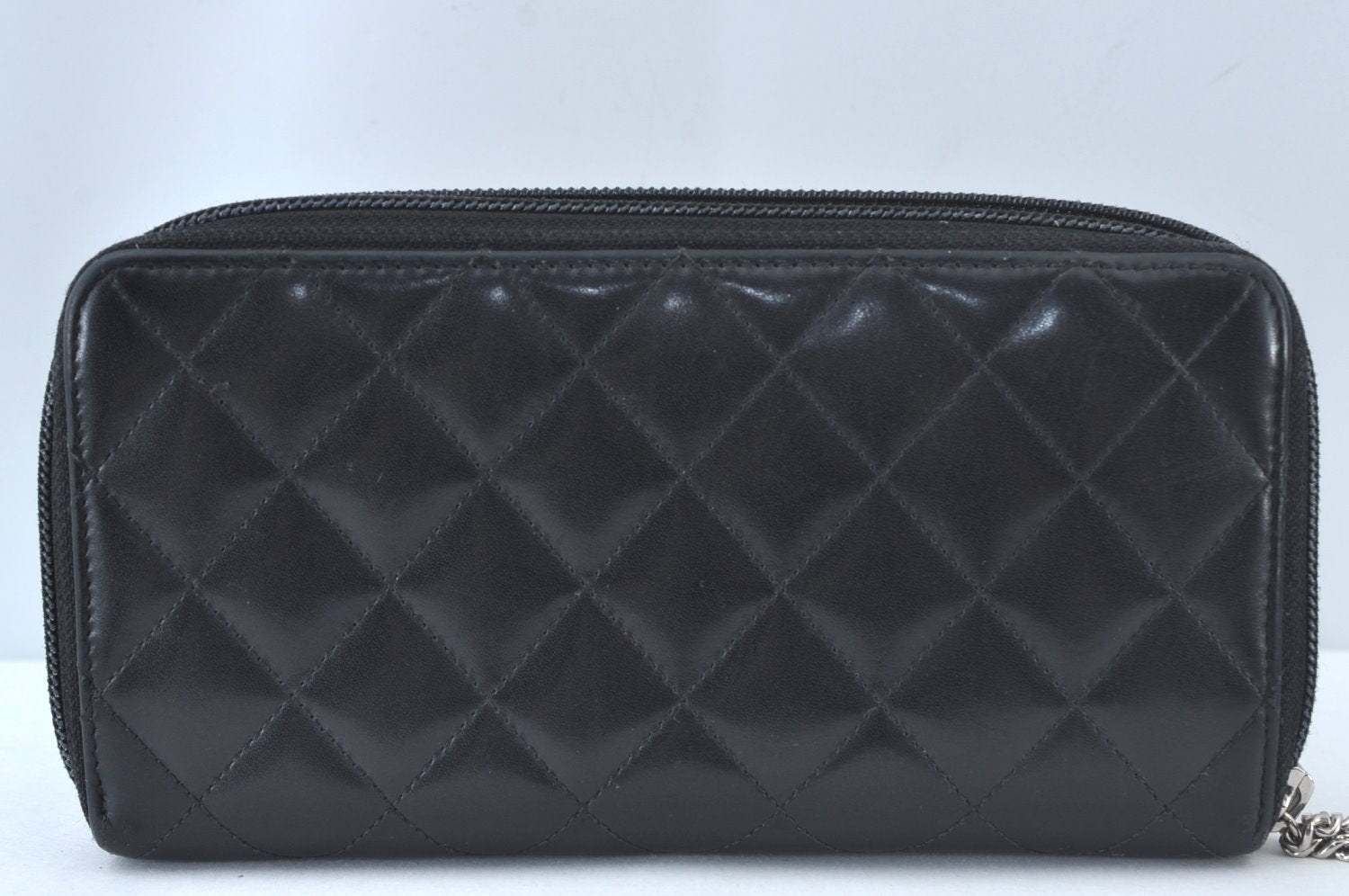 Authentic CHANEL Calf Skin Cambon Line CC Long Wallet Purse Black Junk 8397J