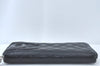 Authentic CHANEL Calf Skin Cambon Line CC Long Wallet Purse Black Junk 8397J