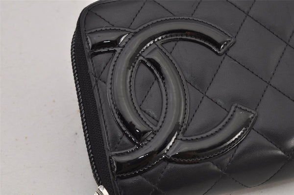 Authentic CHANEL Calf Skin Cambon Line CC Long Wallet Purse Black Junk 8397J