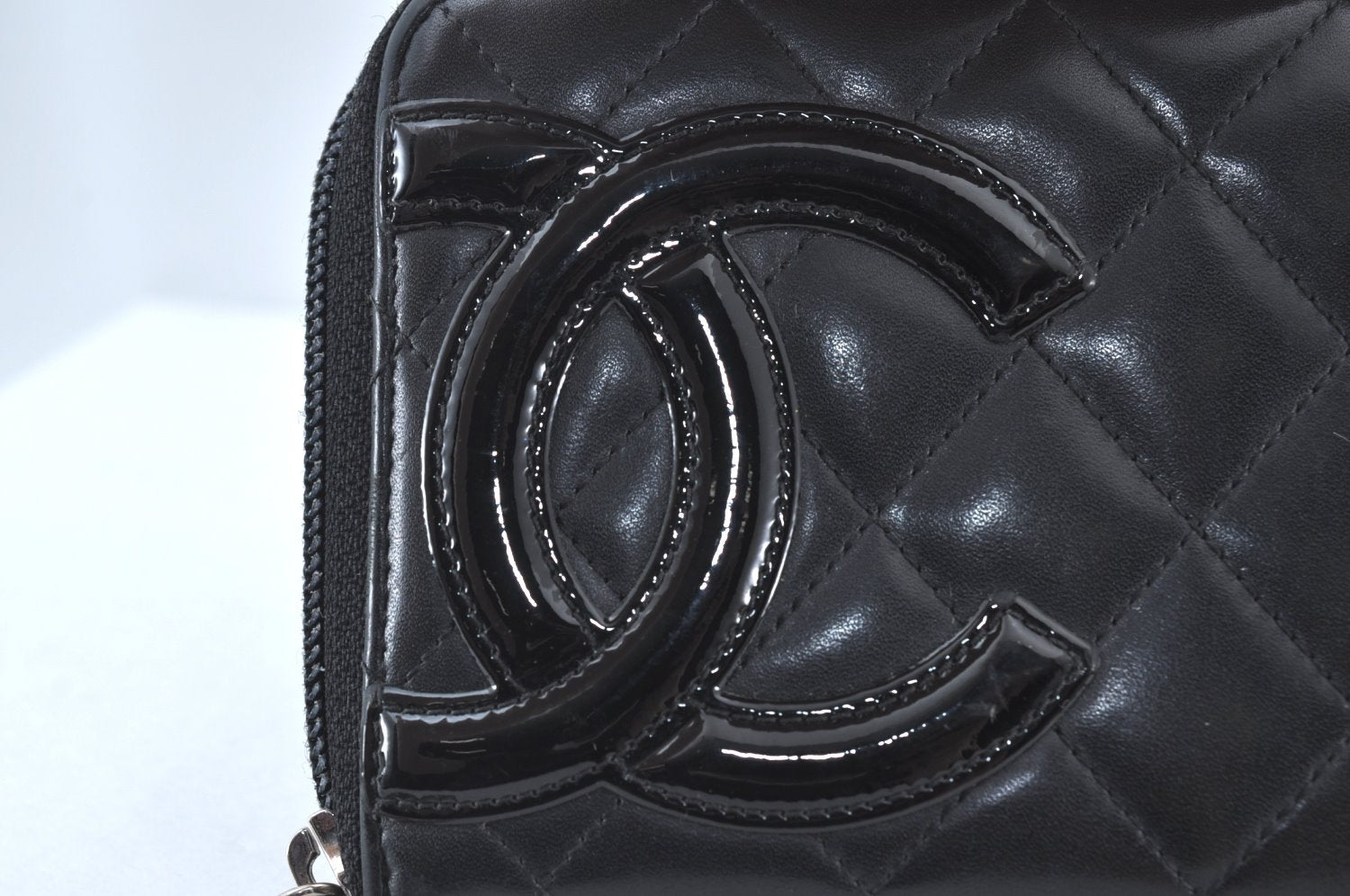 Authentic CHANEL Calf Skin Cambon Line CC Long Wallet Purse Black Junk 8397J