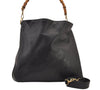 Authentic GUCCI Vintage Bamboo 2Way Shoulder Hand Bag Leather Black Junk 8397M
